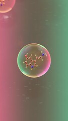 Highly detailed molecular structure of Serotonin molecule with visible atomic bonds and color-coded atoms on blurred scientific background, conceptual 3D render 