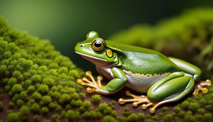 Obraz premium a green frog in the wild