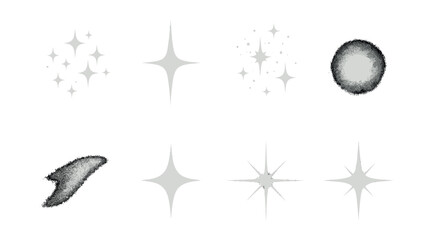 Elegant spark icon set &ndash; shimmer, glow, twinkle, radiant, burst, flicker, glimmer, star, shine, glint. Vector icons set