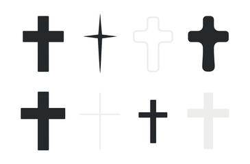 Minimalist cross icons set – variety of cross designs for web and print. Vector icons set