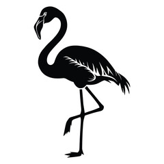 Obraz premium Flamingo Silhouette Icon, Elegant Standing Flamingo Black Vector Design