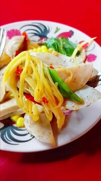 Spicy Vietnamese Sausage mixed Corn and Mango Salad