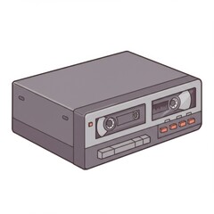 Obraz premium Retro Grey Cassette Player Pixel Art Illustration