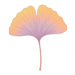 Pastel Ginkgo Leaf Illustration on White Background