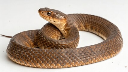Fototapeta premium Brown Water Snake Resting on a Neutral Studio Background Generative AI