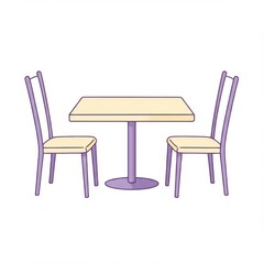 Fototapeta premium Simple Table and Two Chairs Illustration