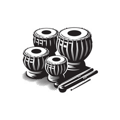 Rhythmic Harmony: A Captivating Collection of Tabla Vector Silhouettes Showcasing the Unique Shape, Vibrant Sound, and Cultural Significance of This Iconic Indian Percussion Instrument.
