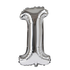 Celebrating milestones with a silver number one balloon PNG on a transparent background 