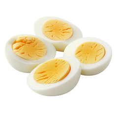 Hard boiled eggs arranged on a white surface PNG on a transparent background 