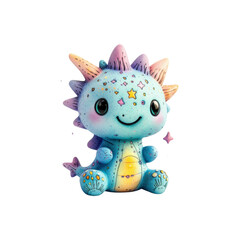 Adorable Pastel Dragon Figurine Whimsical Fantasy Creature with Stars and Glitter