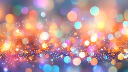Abstract festive background with multicolored bokeh lights shimmering glitter and sparkle,perfect for celebrations events