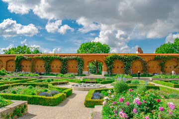 Historic Wall and Flower Garden in Klenzepark Ingolstadt, Germany