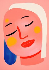 Obraz premium Kid girl thinking face art painting portrait.