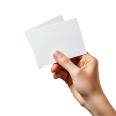 Fototapeta premium A hand holding two blank white cards against a black background simple clean design