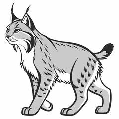 Fototapeta premium Lynx walking confidently in a stylized black and white design