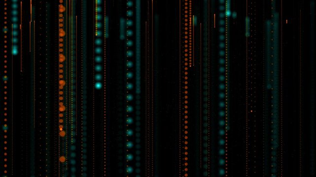 Motion Background Animation With A Fast Moving Stream Of Flowing Blue Fiber Optic Light Data Nodes And Particles. This Modern Technology Background