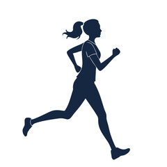 Silhouette of young female runner in motion