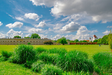 Day in Klenzepark Ingolstadt with Castle and Fortress Wall