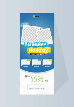 Travel roll up banner template design, vacation, holiday, Corporate digital Roll Up Banner. Vector x Banner, Holiday x-stand Banner.