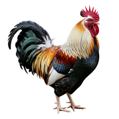 Fototapeta premium Realistic close-up of a proud, colorful rooster with vibrant feathers 