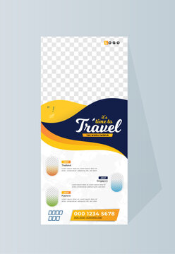 Travel roll up banner template design, vacation, holiday, Corporate digital Roll Up Banner. Vector x Banner, Holiday x-stand Banner.
