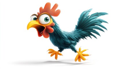 Cartoon rooster running