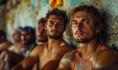 Obraz premium Exhausted Athletes Resting After Intense Outdoor Training Session in Summer Heat