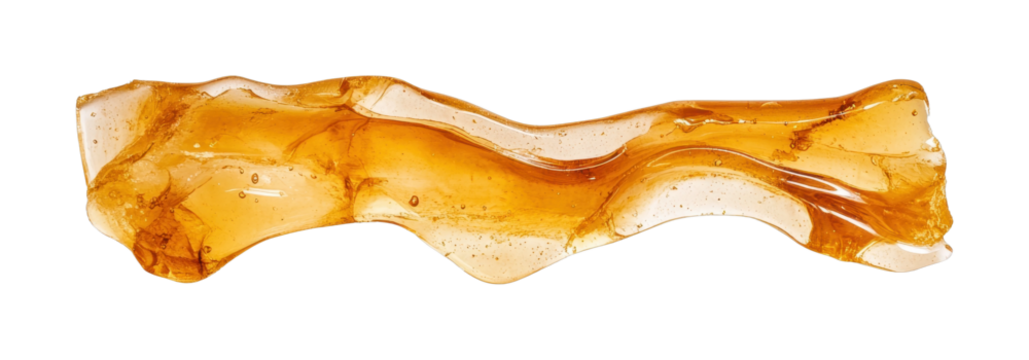 Wavy amber glass sculpture with unique shape and texture, cut out - stock png.