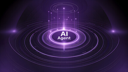 Futuristic AI Interface with Glowing Purple Circular Digital Design