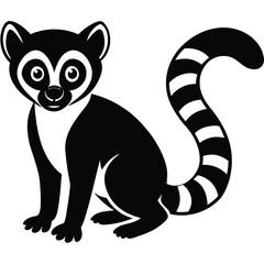 black and white cartoon lemur