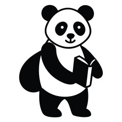 cute panda read a book