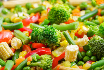 steamed vegetables as background
