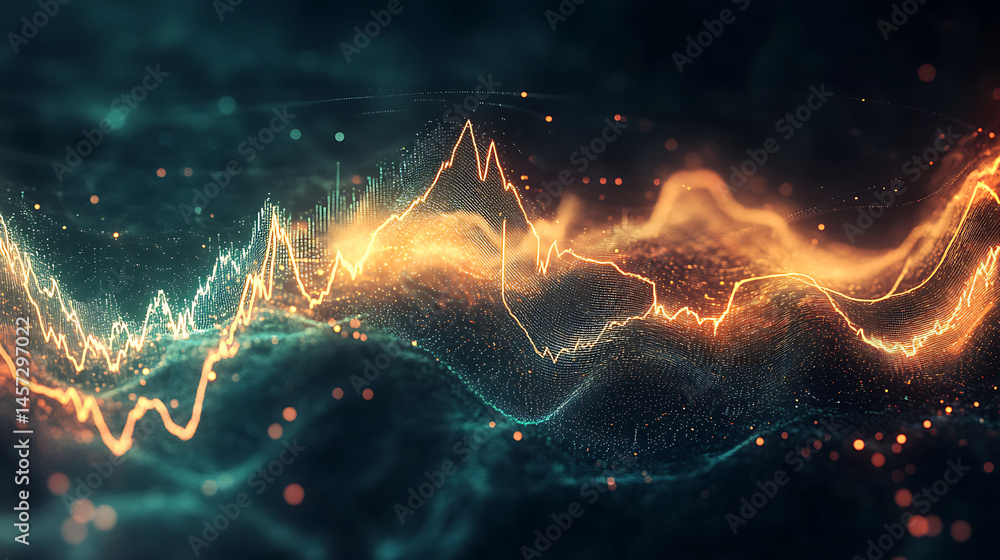 Aufkleber abstract financial chart with glowing data points displaying stock market trends and economic analys