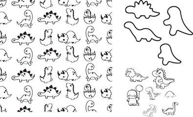 Naklejka premium cute dinosaur, dinosaur clipart, baby dinosaur, kawaii dinosaur, dinosaur illustration, cartoon dinosaur, dinosaur drawing, kids dinosaur, dinosaur doodle, dinosaur character, dinosaur pattern, dinosa