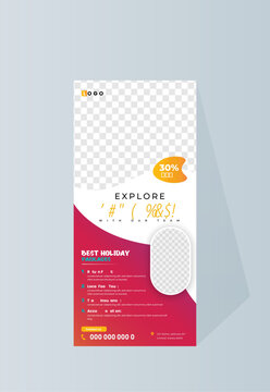 Travel roll up banner template design, vacation, holiday, Corporate digital Roll Up Banner. Vector x Banner, Holiday x-stand Banner.