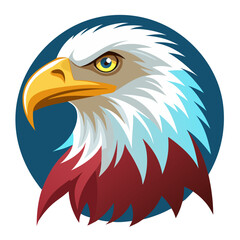 Fototapeta premium Eagle Head Illustration in Bold Colors Against Circular Background 
