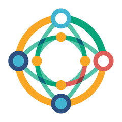 Unity Circle Abstract Design with Colorful Interconnected Elements  