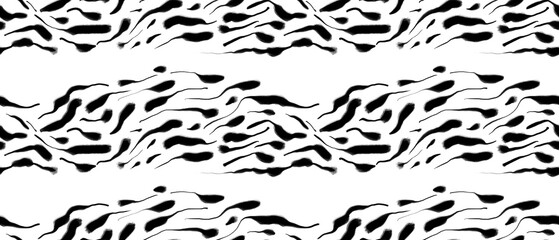 Fototapeta premium Seamless abstract geometric pattern. Background in black, white. Illustration. Lines, meanders. Design for textile fabrics, wrapping paper, background, wallpaper, cover.