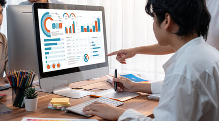 Business data dashboard provide business intelligence analytic for marketing strategy planning...