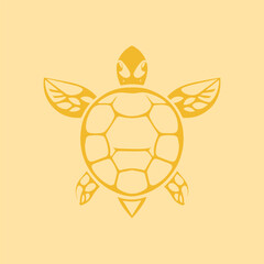 Obraz premium Golden Sea Turtle Illustration: This graphic illustration showcases a stylized golden sea turtle, symbolic of wisdom, longevity, and peace.