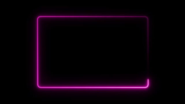 Rectangular neon frame in pink and purple. Looping line motion animation.
