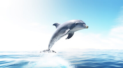 Fototapeta premium Playful Dolphin Leaping from Ocean 