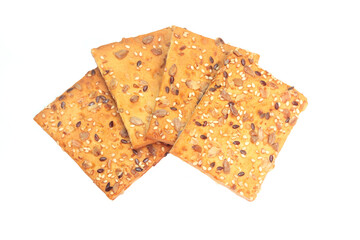 Delicious and healthy grain cookies isolated on a white background