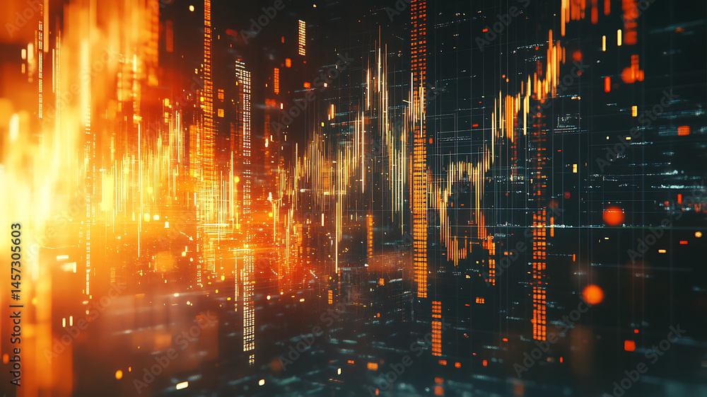 Aufkleber abstract financial data visualization with glowing charts and futuristic technology backgrounds for 