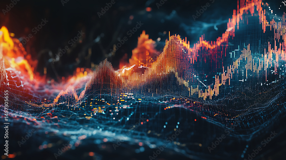 Aufkleber abstract financial data visualization with glowing charts and lines for market analysis and investme