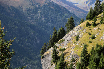 Fototapeta premium Pitztal, Tirol, Österreich, Alpenlandschaft im Herbst bei Sonnenschein.