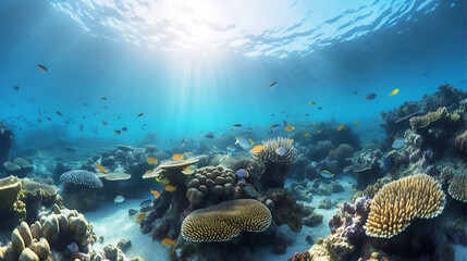 Obraz premium School of Fish in Coral Reef