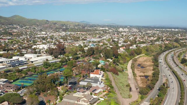 Aerial drone view of Ventura California Pacific Ocean beach coast Los Angeles 03
