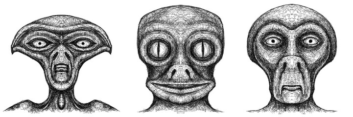 Alien creature, sketch, character idea for horror or game - digital painting. Painted on a tablet.