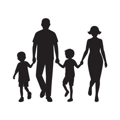 Family Silhouette Holding Hands Together